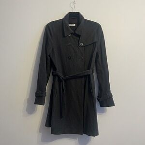 Jil Sander Gray Wool Cashmere Trench Coat Jacket size 40 vintage